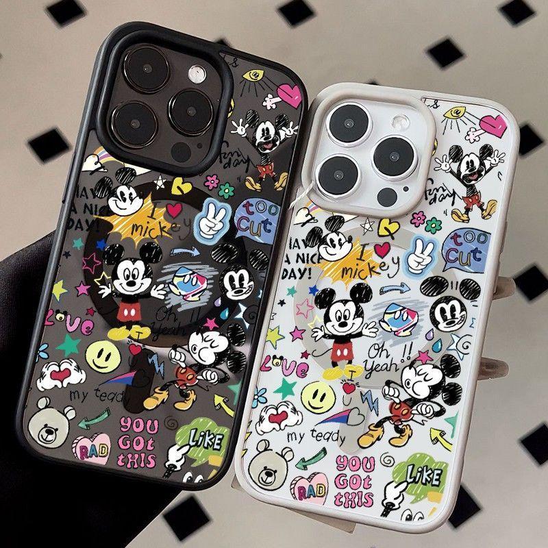 Magnetic Graffiti Mickey Mouse เคสแม่เหล็กสําหรับ iPhone เหมาะสําหรับ iPhone 17 /15Pro Max /13 Pro M