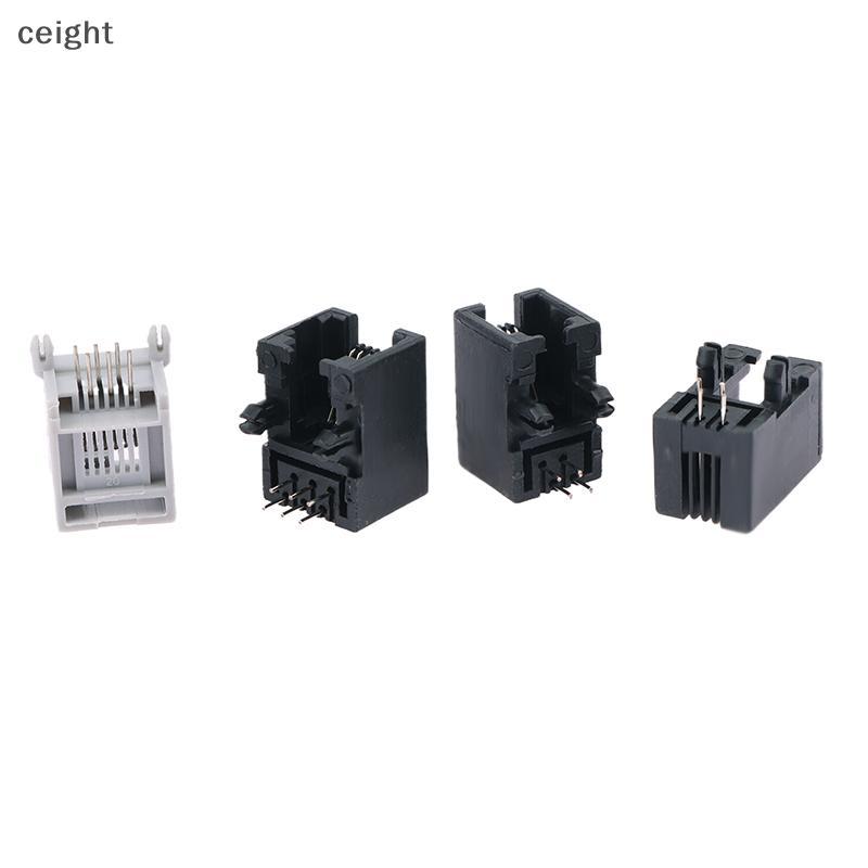 [ceight] 10PCS RJ11 4P4C/6P6C/6P4C หญิง PCB โทรศัพท์ Soet Connector TH
