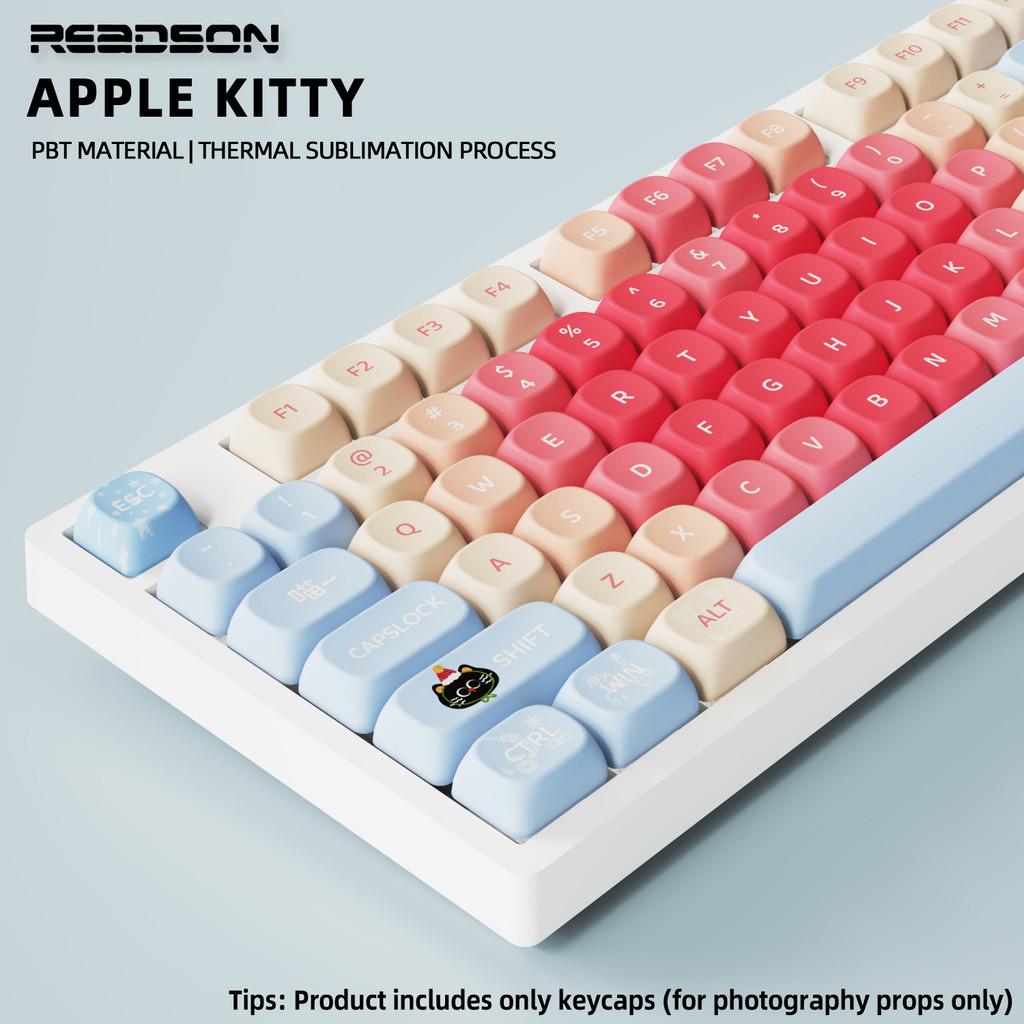 Thai Language PBT Keycap MOA ธีมลูกแมวคีย์บอร์ดแบบกลไกสวิตช์ข้ามปุ่มกดระเหิดห้าด้านขนาดเล็กครบชุด