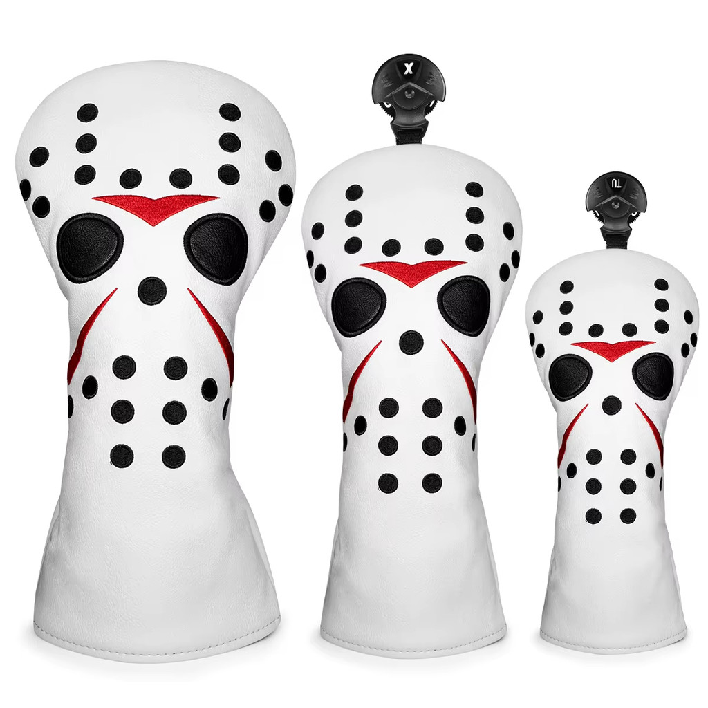 Hockey Mask Golf Headcovers ราคาโรงงานสําหรับไดร์เวอร์ Fairway Hybrids ไนลอนสีดําแฟชั่น Golf Wood Cl
