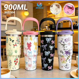 [COD]  Tumbler 900ml Stainless Steel Motif Aesthetic Kupu Kupu Pita  Tahan Panas Dingin 12 Jam Stainless Steel 304 Vakum Insulated