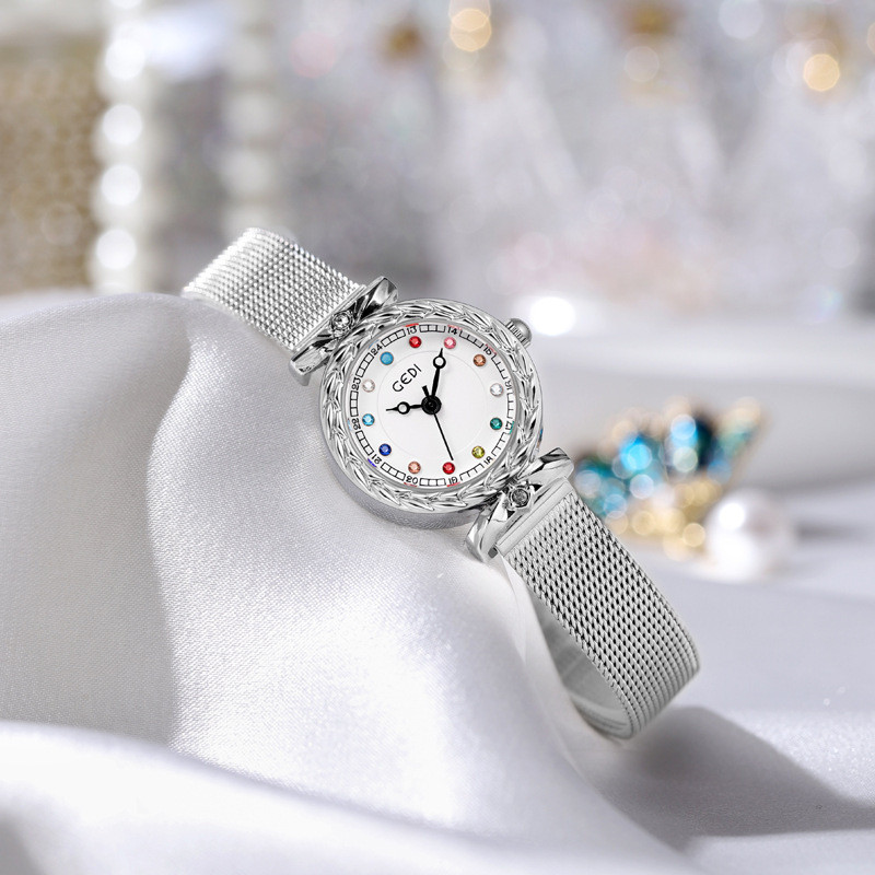 Niche luxury zodiac stone women's watch with a high-end feel, engraved case, fashionable wristwatch,