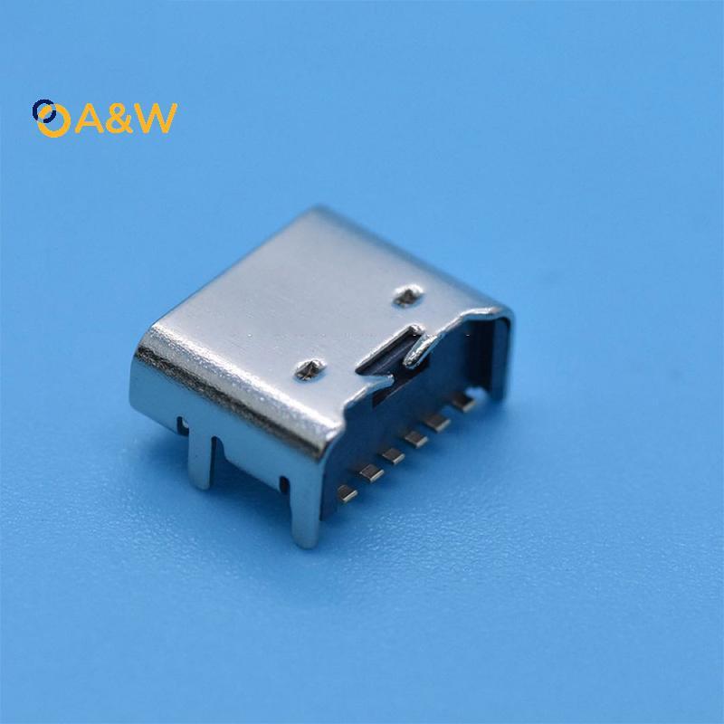 A & W 10 ชิ้น/ล็อตประเภท C 6 Pin SMT Soet Connector USB 3.1 Type-C หญิง SMD ตําแหน่ง