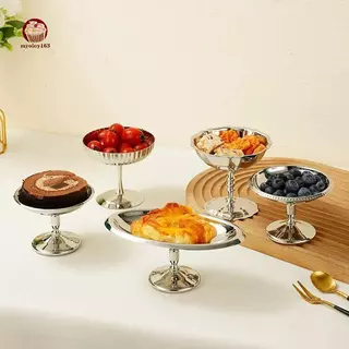 Myoloy ชามสลัดสแตนเลสเกรดอาหารถ้วยไอศกรีม Goblet Retro ชามขนมผลไม้โยเกิร์ต Sna ชามในครัวเรือนครัวเครื่องมือ TH
