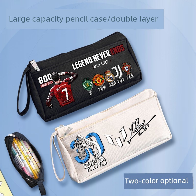 ฟุตบอลโลกโรนัลโด้กรณีดินสอสําหรับเด็กชายและเด็กหญิงนักเรียนชั้นประถมศึกษาความจุขนาดใหญ่เมสซี่ชั้นกรณ