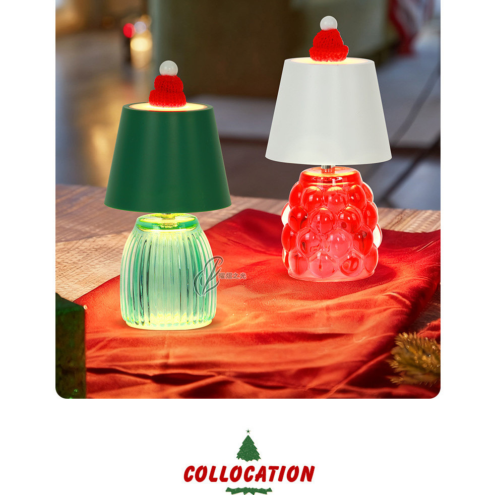 Childlike Christmas-style glass table lamp, cozy atmosphere night light, home decoration table lamp