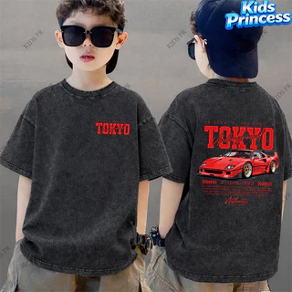 COD 2026 สินค้าใหม่ ทรงหลวม คอกลม เสื้อเด็ก kids Distressed T-shirt ผ้าฝ้าย เด็กชาย เสื้อผ้าเด็ก t-shirt S277