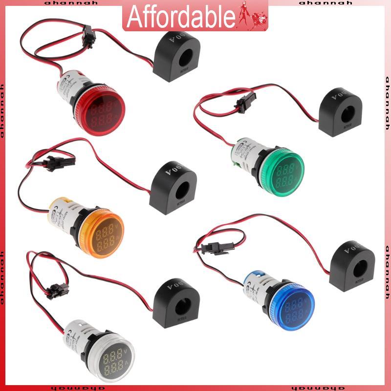AH 22mm 2 In 1 Digital Voltmeter Ammeter AC 50-500V 0-100A ติดตั้งง่าย