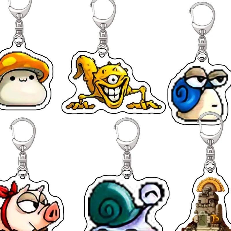 MapleStory Dwarf Mushroom Adventure พวงกุญแจ micha อะคริลิคพิมพ์ภาพสัตว์ประหลาด Snail Mushroom ไว้ตกแต่งกระเป๋านักเรียนและแฟนเกม