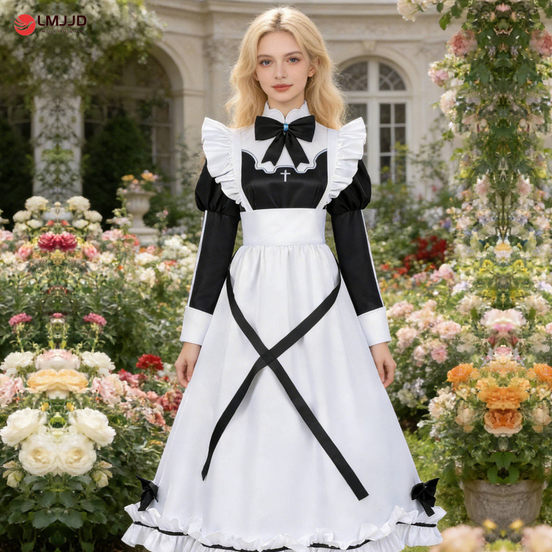 คอสตูมคอสเพลย์ Ghost Maid Aoi สไตล์ 2D สำหรับคอสเพลย์และชุดแต่งตัวข้ามเพศ