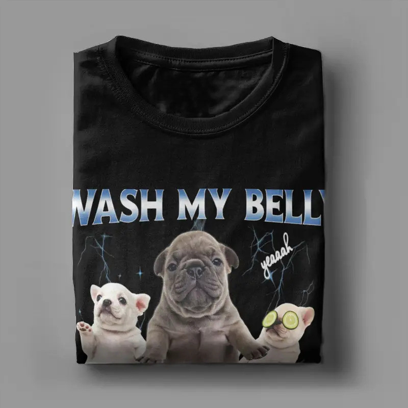 ฉันคือ Pibble Dog Puppy Clean My Belly เสื้อยืดผู้ชาย แฟชั่นเสื้อยืดแขนสั้น คอกลม ผ้าฝ้ายแท้ ไซส์ใหญ
