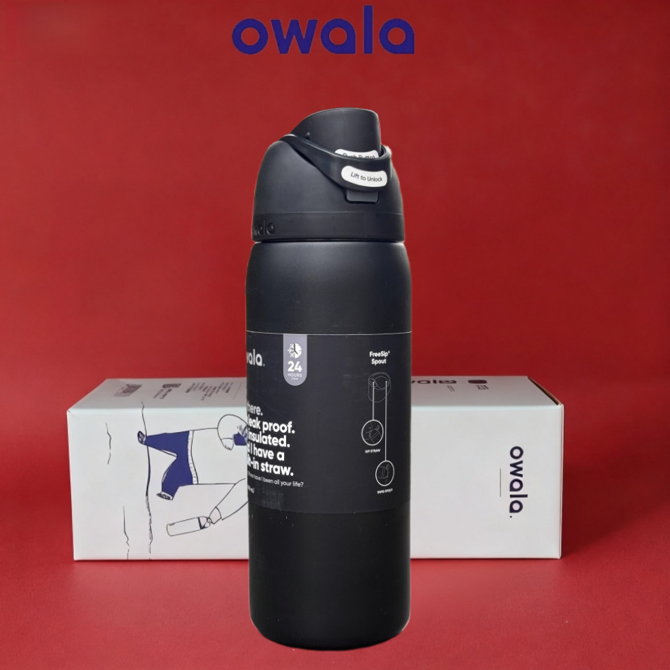 Owala FreeSip 24 oz & 32 oz ขวดน้ําสแตนเลสหุ้มฉนวนสุญญากาศแก้วเดินทางป้องกันการรั่ว,กระติกน้ํากีฬาสําหรับผู้ชายผู้หญิงเด็ก