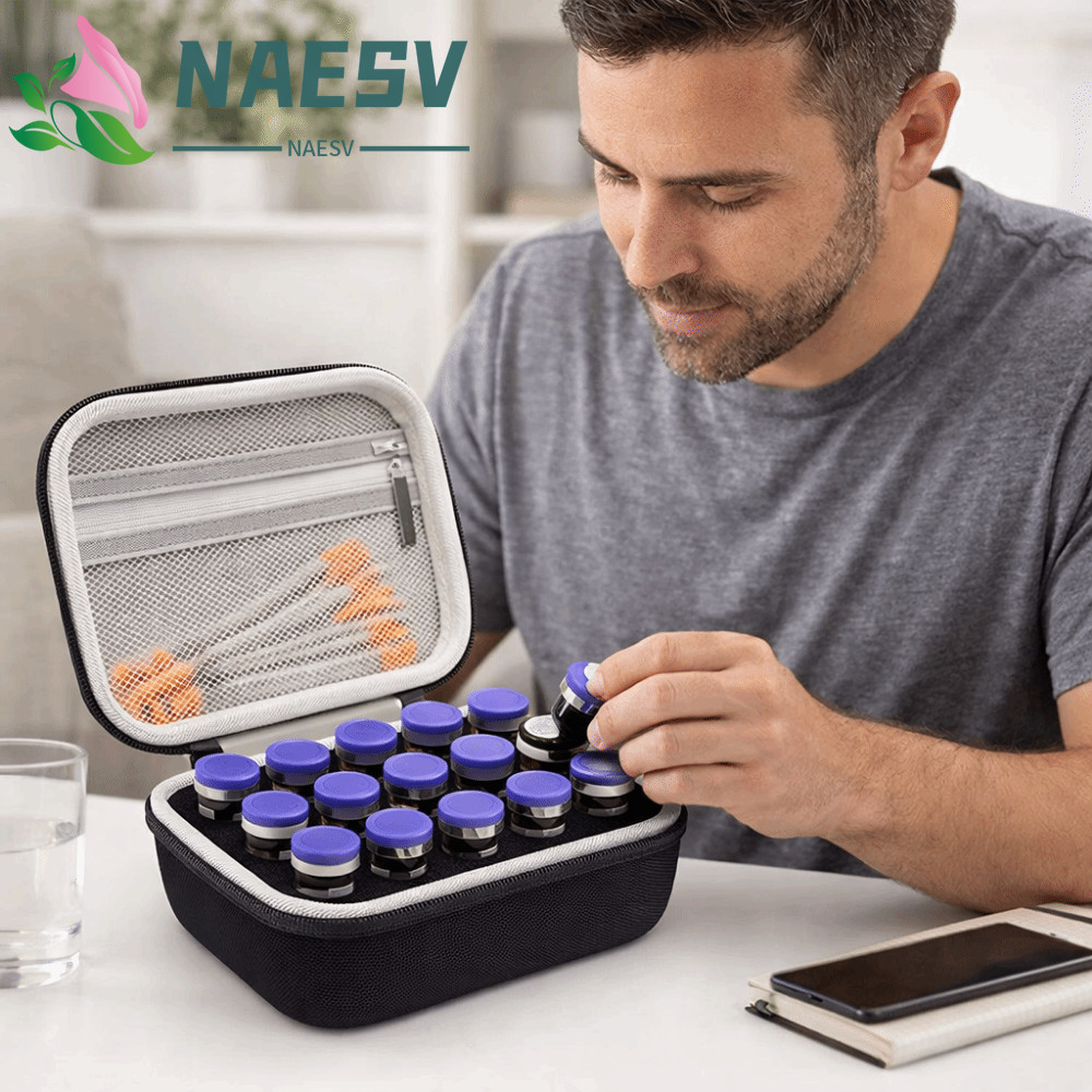NAESV อินซูลิน Vials Case, ความจุขนาดใหญ่ 15 ช่องกล่องเก็บอินซูลิน, Vials Storage กันน้ําทนต่อการสึก
