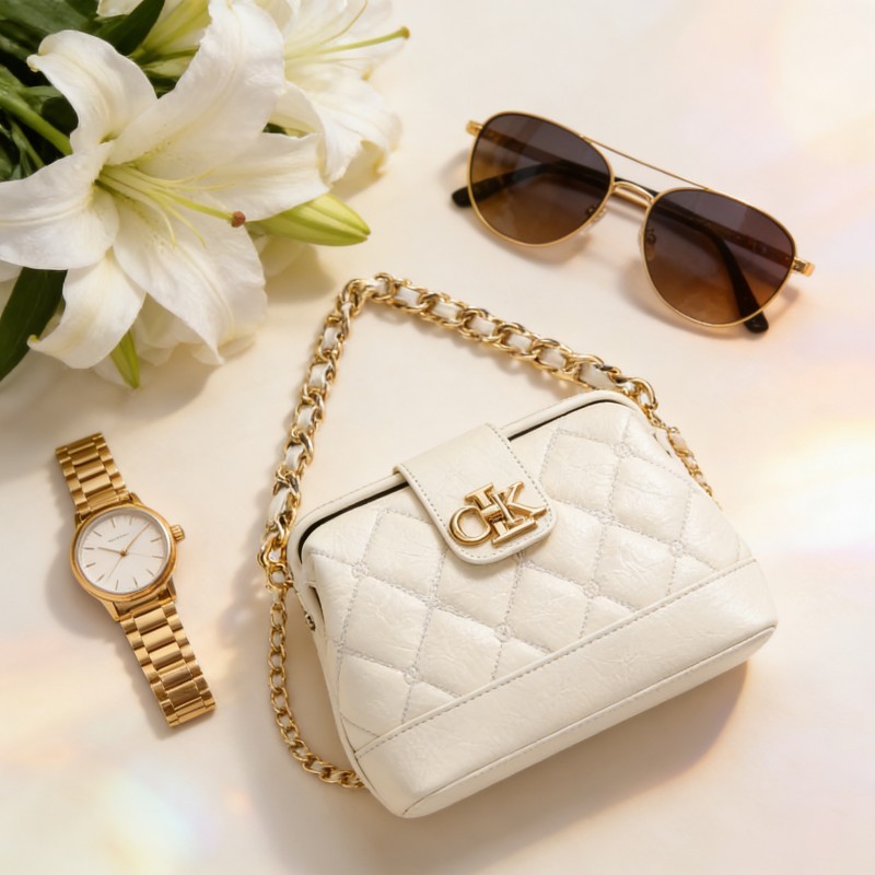 พร้อมส่ง CK&WQ Paris กระเป๋าแบรนด์เนม กระเป๋าสะพายข้าง ใหม่ 2026 กระเป๋าผู้หญิง ปักลายตารางหรูหรา สา