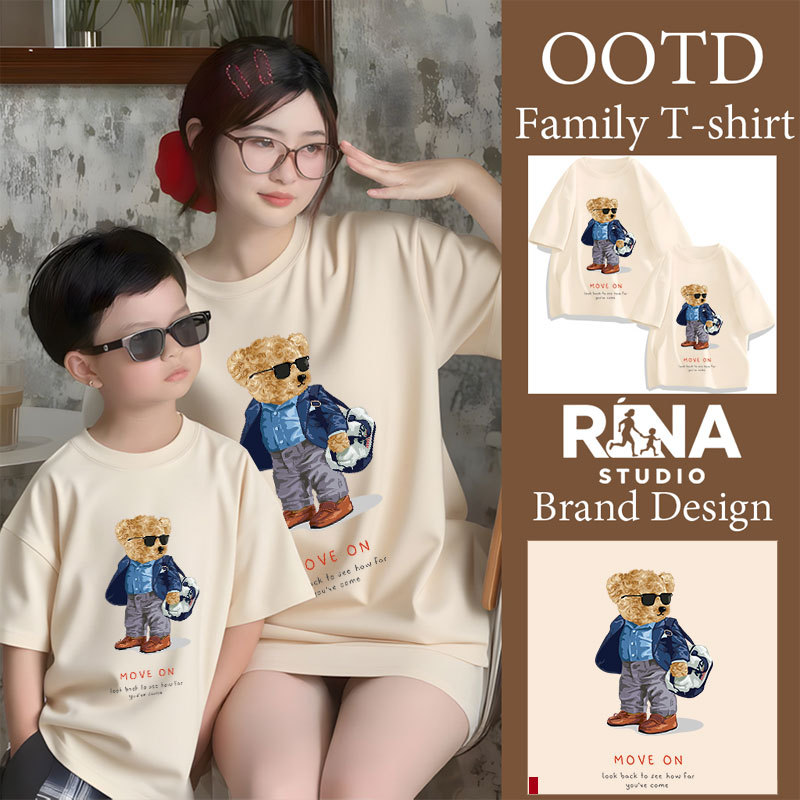 🔥พร้อมส่ง&COD🔥RINA STUDIO🔥 ชุดครอบครัว เสื้อยืดคอกลมแขนสั้น ผ้าฝ้าย ลายหมี น่าใส่ สบายๆ สไตล์วันหยุด A311#7