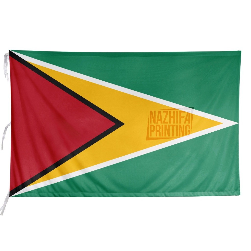 ธง Guyana (ธงชาติ) - ขนาดเต็ม (เล็ก กลาง ใหญ่) - เครื่องแต่งกาย Evoke