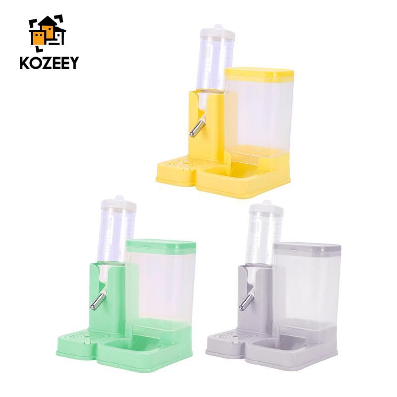 [KOZEEY] ขวดน้ําหนูแฮมสเตอร์ยืนพร้อมเครื่องจ่ายอาหารโมเดิร์น Waterer Stand อุปกรณ์สัตว์เลี้ยงขนาดเล็ก 2 in 1 ไม่มีหยดสําหรับ Gerbils Courtyard