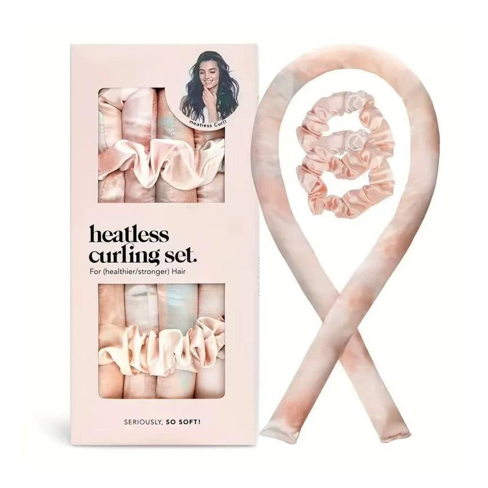 ซาตินไม่ความร้อน Curling Rod ชุดสําหรับ Sleep Hairdressing Lazy Curler U9y5