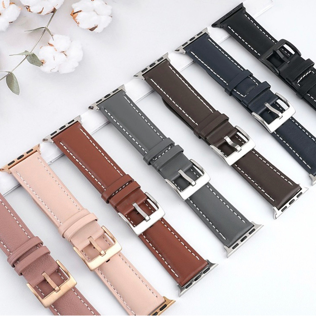 เหมาะสําหรับ Apple iwatch 11th Generation 1/87 ใหม่ First Layer Calfskin Simple Strap 02AL