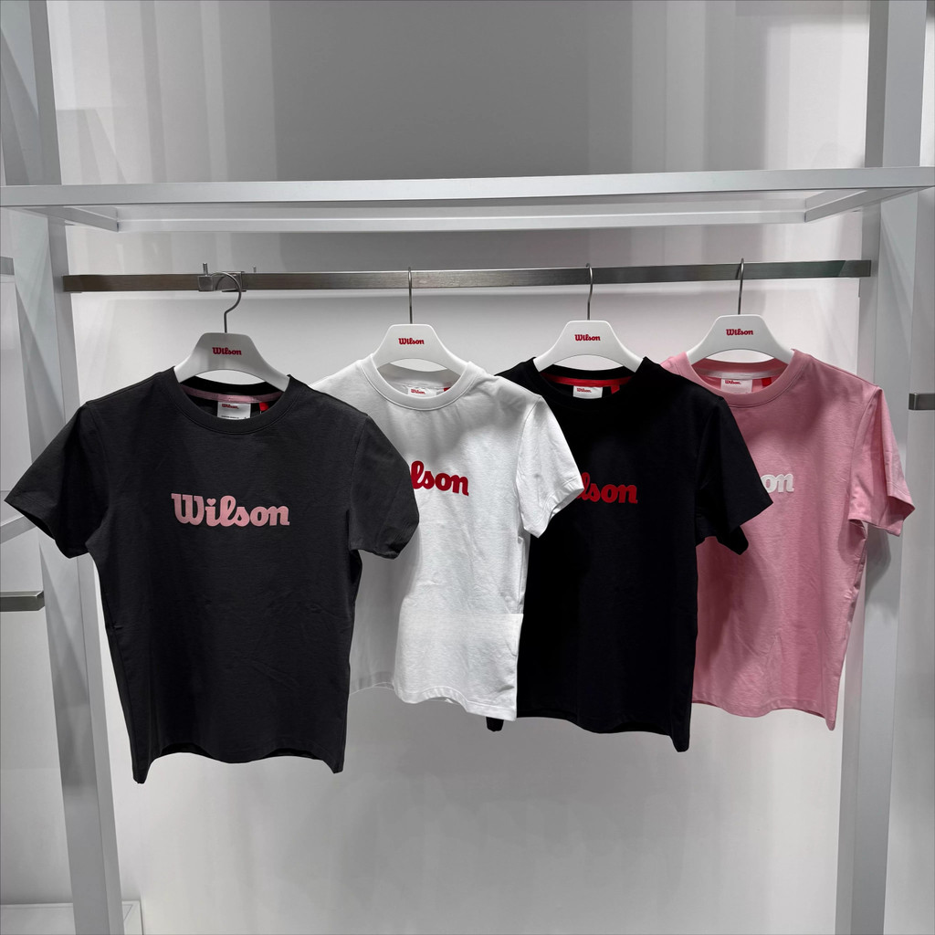 Wils0ns Unisex ใหม่เทนนิสแขนสั้นรอบคอผ้าฝ้ายแท้ระบายอากาศเสื้อยืดคลาสสิก