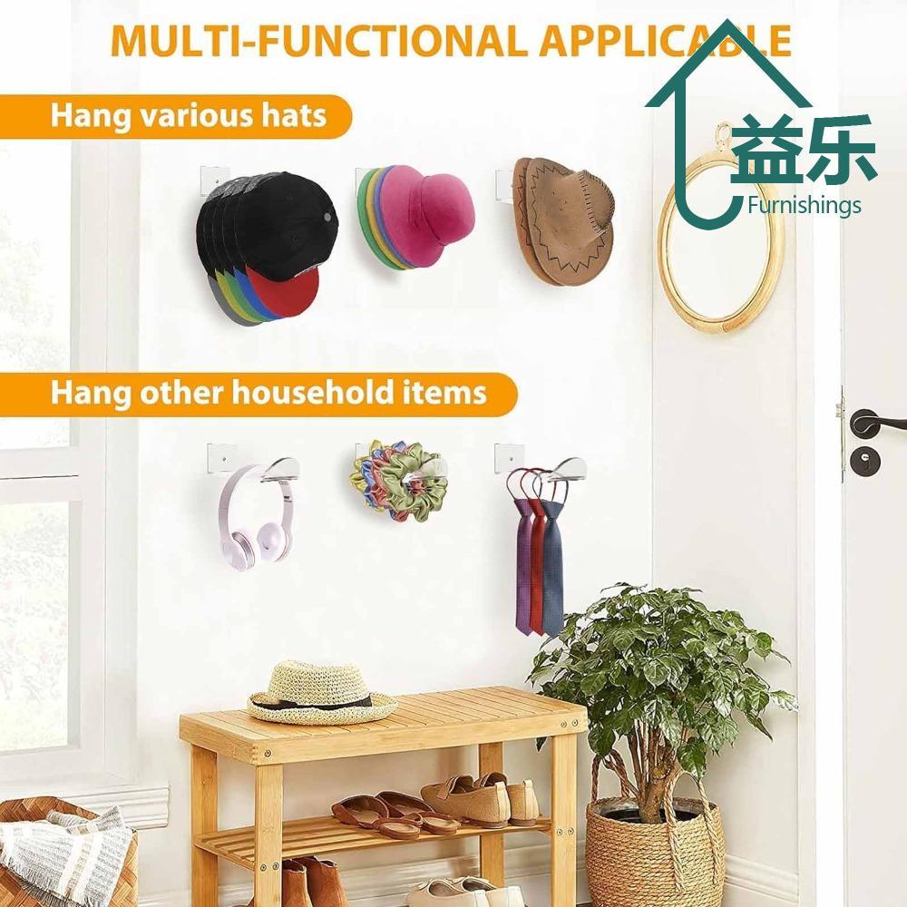ANTINON 6 ชิ้น Cap Rack, อะคริลิค Minimalist หมวก Rack, ทนทานติดผนัง Cap Organizer Entryway ใช้