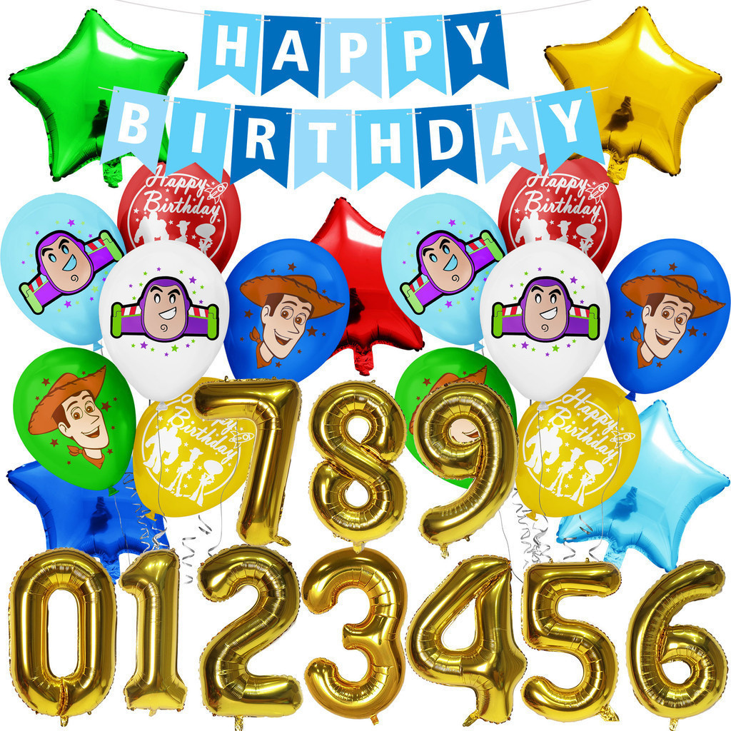 Toy Story Happy 1st 2nd 3rd 4th 5th 6th 7th 8th 9th 10th Birthday Party ตกแต่งสําหรับชายหญิงบอลลูน