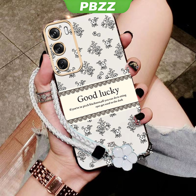 PBZZ เคส ปลอก OPPO Reno 12 Pro 5G Reno 12 5G 2024 โทรศัพท์กรณี Softcase Electroplated ซิลิโคนกันกระแทกที่ครอบการออกแบบใหม่ความงามหรูหราย้อนยุคสร้อยข้อมือสำหรับสาว DDXYBH01