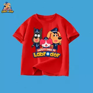 New [COD]XK2 พร้อมส่ง เสื้อยืดเด็ก นายอำเภอลาบราดอร์ Sheriff Labrador Kid‘T-shirt พิมพ์ลาย แขนสั้นท็อปส์ 88+ เสื้อผ้า