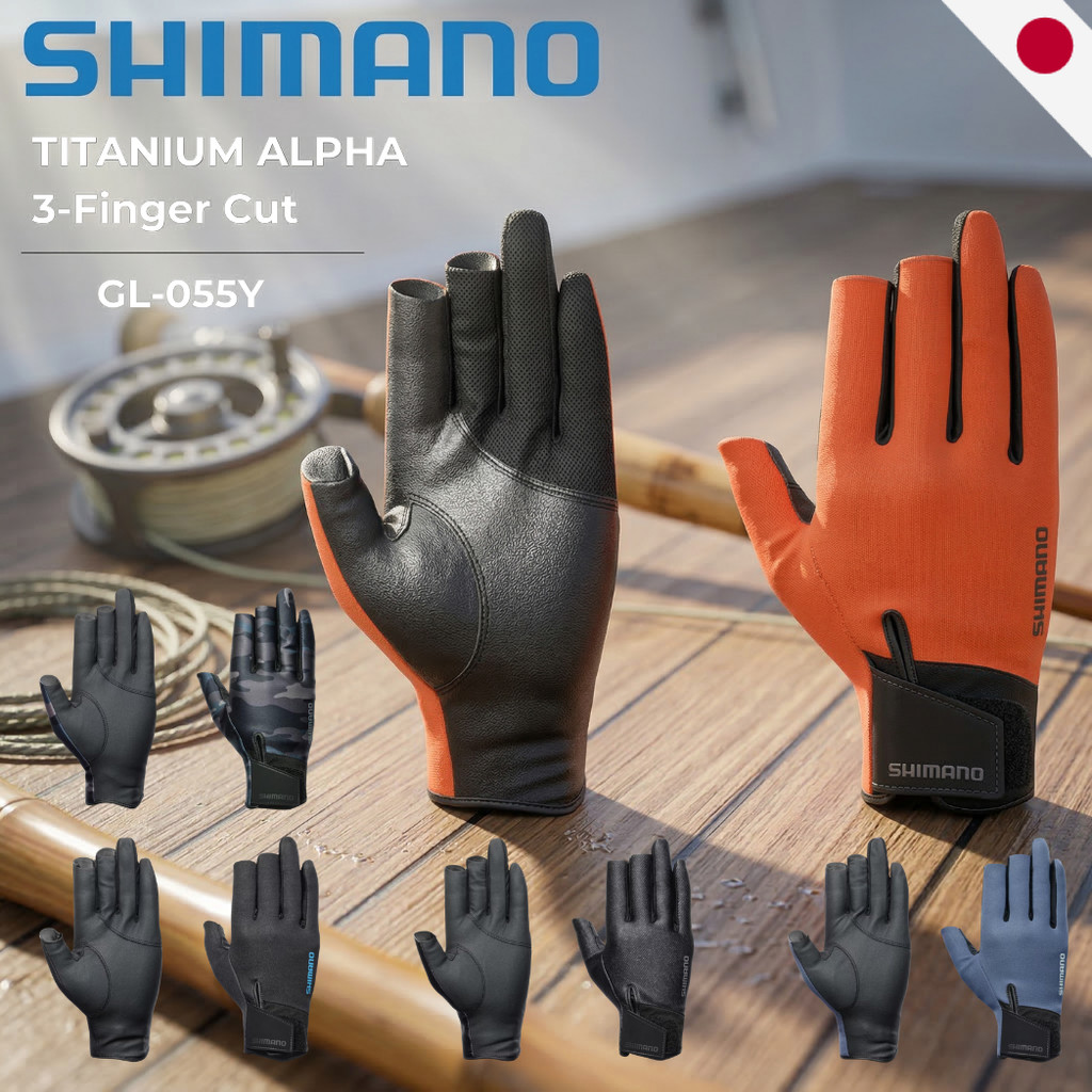 Shimano GL-055Y Titanium Alpha 3-Finger Cut Gloves: Semi-Long Design for Cold Weather Fishing