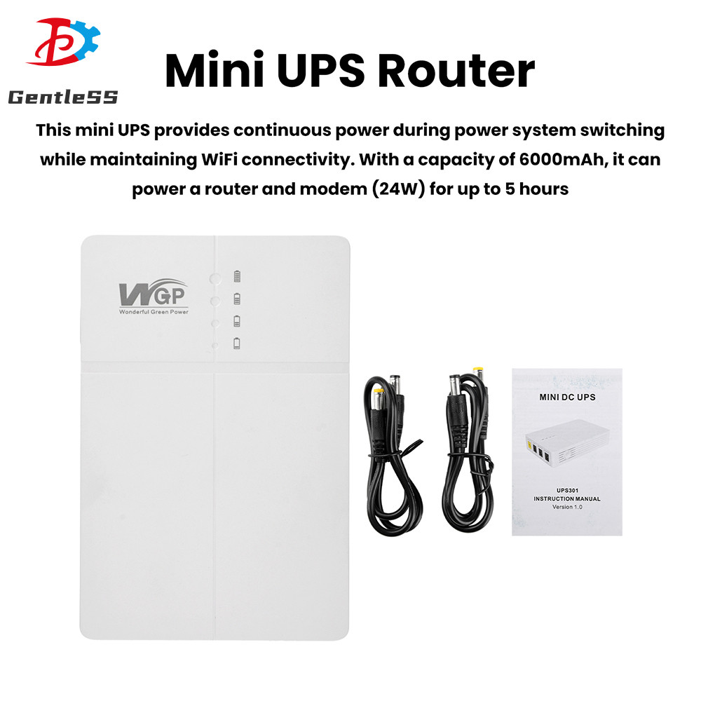 DC9V 12V เราเตอร์ UPS เครื่องสํารองไฟ 6000mAh แบตสํารองมือถือสํารองความจุขนาดใหญ่