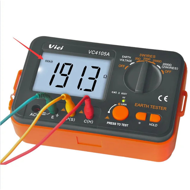 VC4105A/VC4105B เครื่องทดสอบความต้านทานดินแบบดิจิตอลพร้อมการป้องกันโอเวอร์โหลดดิจิตอลเฉพาะจอแสดงผล E