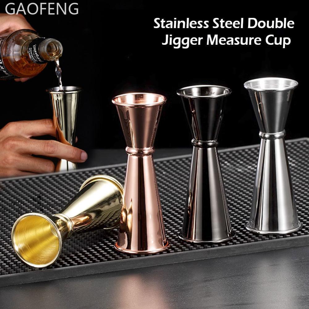 GAOFENG 30/60ml Double Spirit Jigger สแตนเลสวัดถ้วยค็อกเทลเครื่องดื่มไวน์ Shaker Party Bar Club อุปก