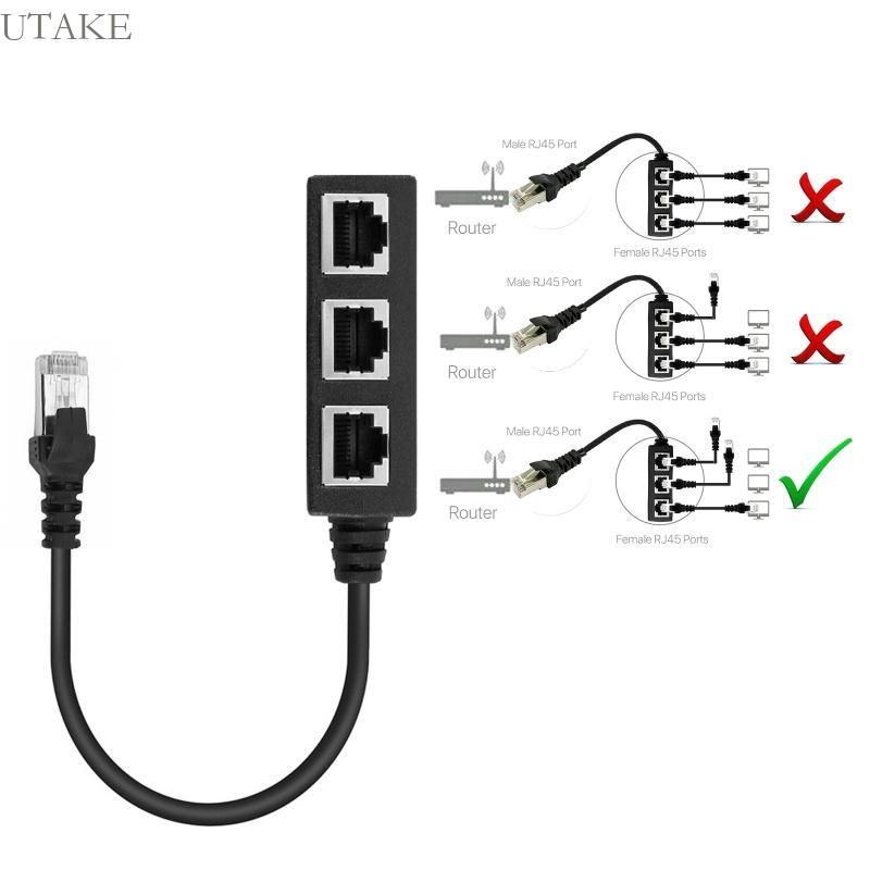 Utake LAN Ethernet Splitter Cable RJ45 1 ชาย 3 หญิง LAN Ethernet Splitter Cable