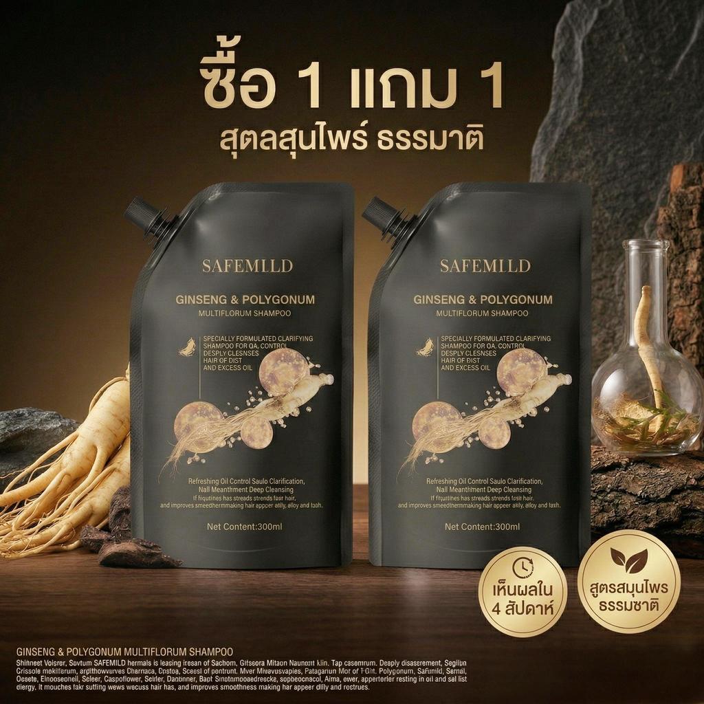 【 1 แถม 1 】SAFEMILD แชมพูสูตรสมุนไพรโบราณ สืบทอดจากปู่ย่า สำหรับการบำรุงผมด้วยส่วนผสมธรรมชาติ