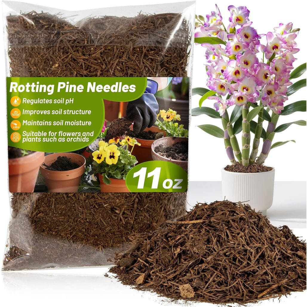 11 ออนซ์เข็มสน Mulch สําหรับ Orchid - MAQIHAN Rotting Pine Straw Mulch สําหรับภูมิทัศน์ Orchid Potti