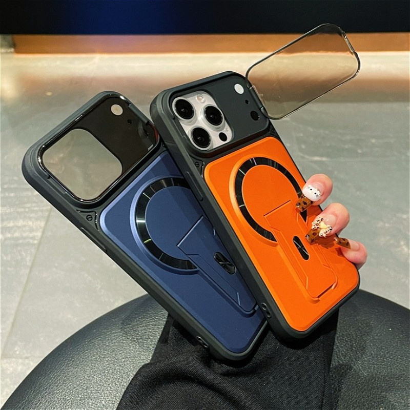 HOCE Flip Full เลนส์ป้องกันพับขาตั้งแม่เหล็กสําหรับ iPhone 17 Air 16 15 14 13 12 11 Pro Max Armor กันกระแทกปกแข็ง