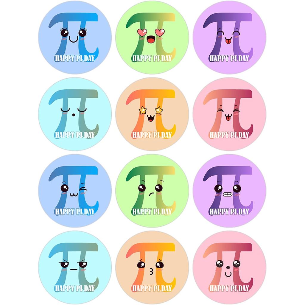 360PCS Happy Pi Day สติกเกอร์สําหรับงานหัตถกรรม,รอบ Pi Day สติกเกอร์น่ารัก Pi สัญลักษณ์สติกเกอร์สําห