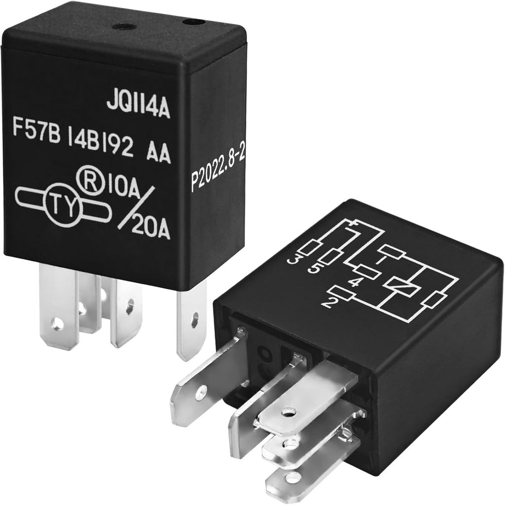 รีเลย์ F57B14B192AA (ชุด 2 ชิ้น) 10A/20A 12VDC 5Pins, ทดแทนสําหรับ F57B 14B192 AA, RY612, 965453041,