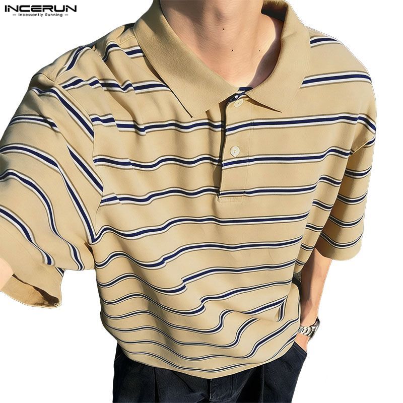 INCERUN เสื้อโปโลแบบคลายๆ สำหรับผู้ชาย