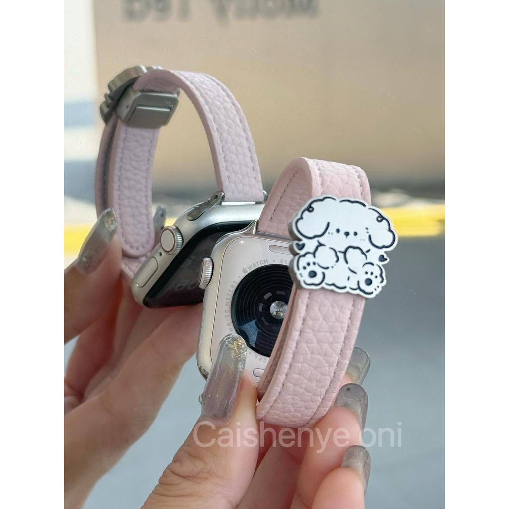 เหมาะสําหรับ Apple Watch iwatch10 น่ารักลูกสุนัขหัวเข็มขัด Pebble รูปแบบสายหนัง applewatch987SE