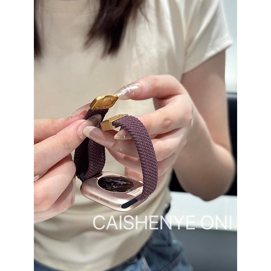 เหมาะสําหรับ Apple Watch iwatch10 Braided Elastic Adjustable Magnetic Breathable Strap applewatch987