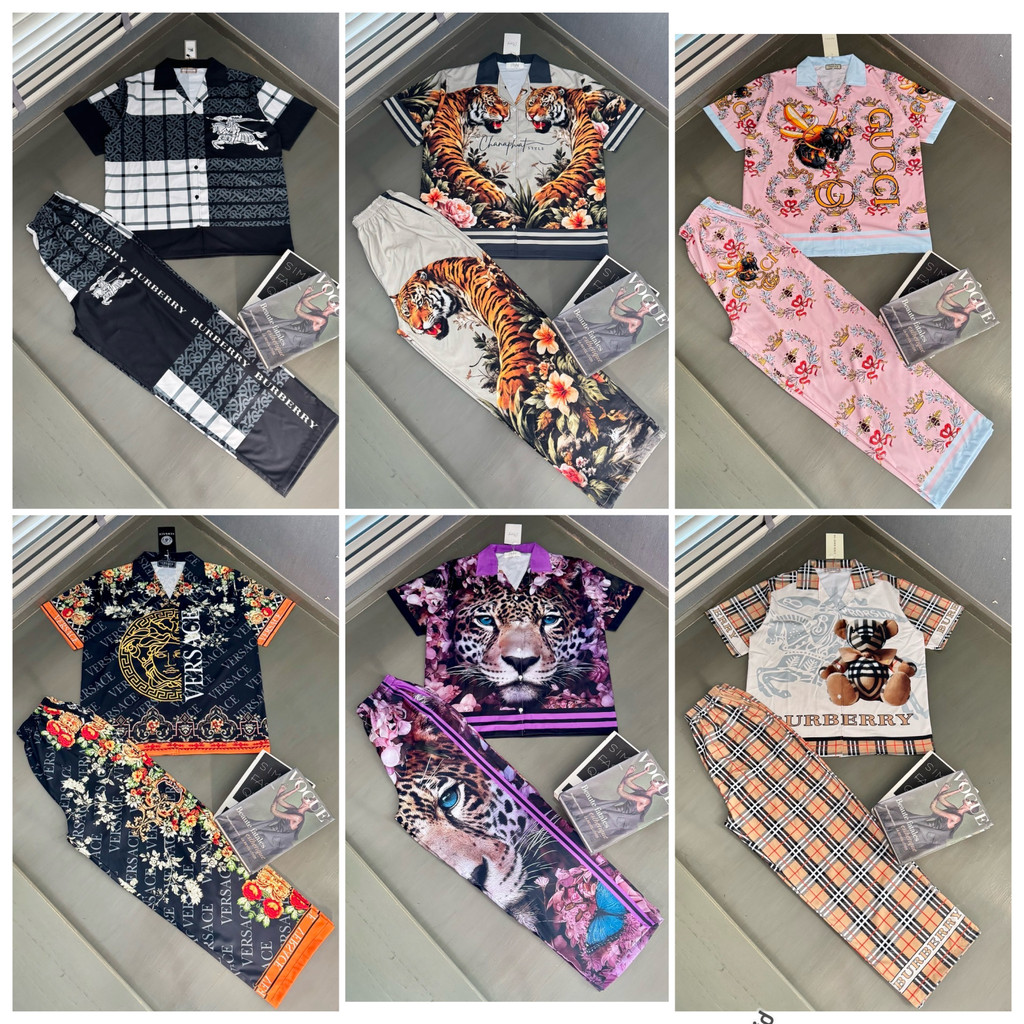 ชุดเซ็ต by Chanaphat ผ้าไหมอิตาลี เสื้อฮาวายแขนสั้น+กางเกงขายาวมีกระเป๋า งานเซ็ตน่ารักที่ใส่สบายสุดๆ