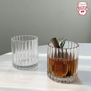 แก้วใสลายริ้ว 320ml พร้อมหูจับ | แก้วน้ำ/กาแฟ/ชา | ดีไซน์สวย สไตล์คาเฟ่ ใช้ได้ทั้งร้อน-เย็น