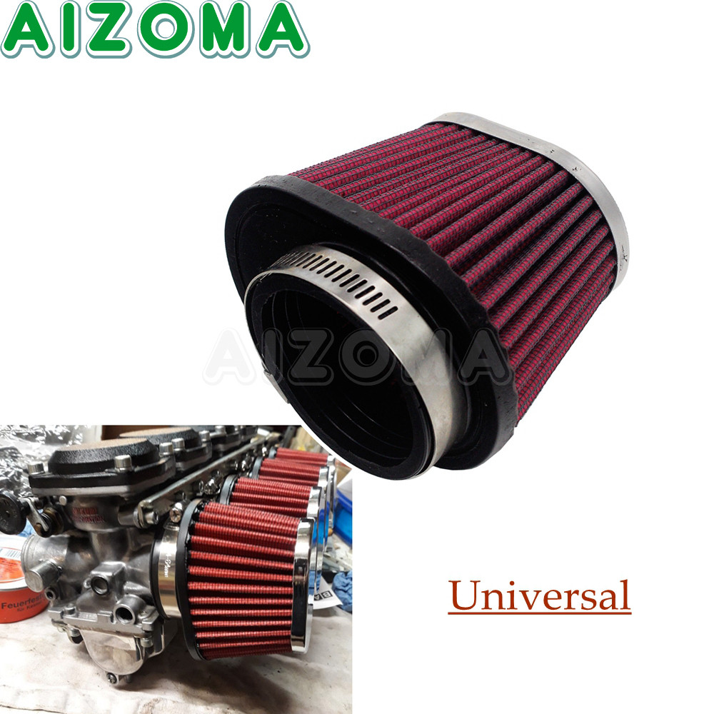 TC Red Universal Air Intake Filter High Flow Cleaner Fit Motorcycle Air Filter with 48mm/52mm Engine