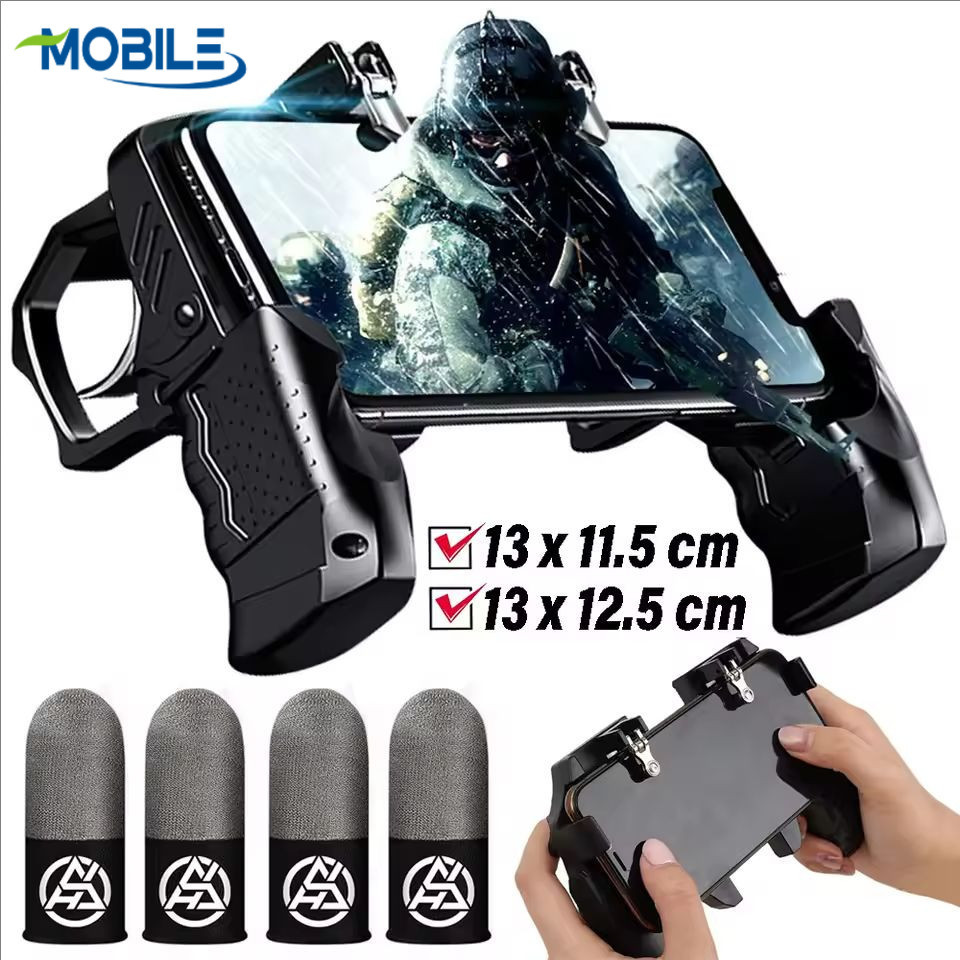 [AUTO&3C]ตัวควบคุมเกมยิงการแข่งขันสําหรับ PUBG/COD มือถือ,ทริกเกอร์การทํางาน 4 นิ้วพร้อมที่จับตามหลั