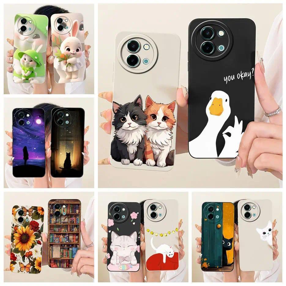 สําหรับ Vivo Y38 5G กรณี Vivo Y58 V2355 แมวน่ารักเป็ดการ์ตูน Soft TPU Matte เคสโทรศัพท์สําหรับ Vivo 