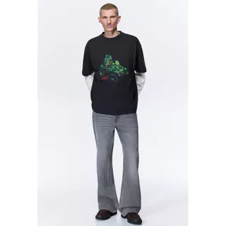 H&M(เอชแอนด์เอ็ม) เสื้อยืดทรงโอเวอร์ไซส์ Men Oversized Fit T-shirt 1159823_16