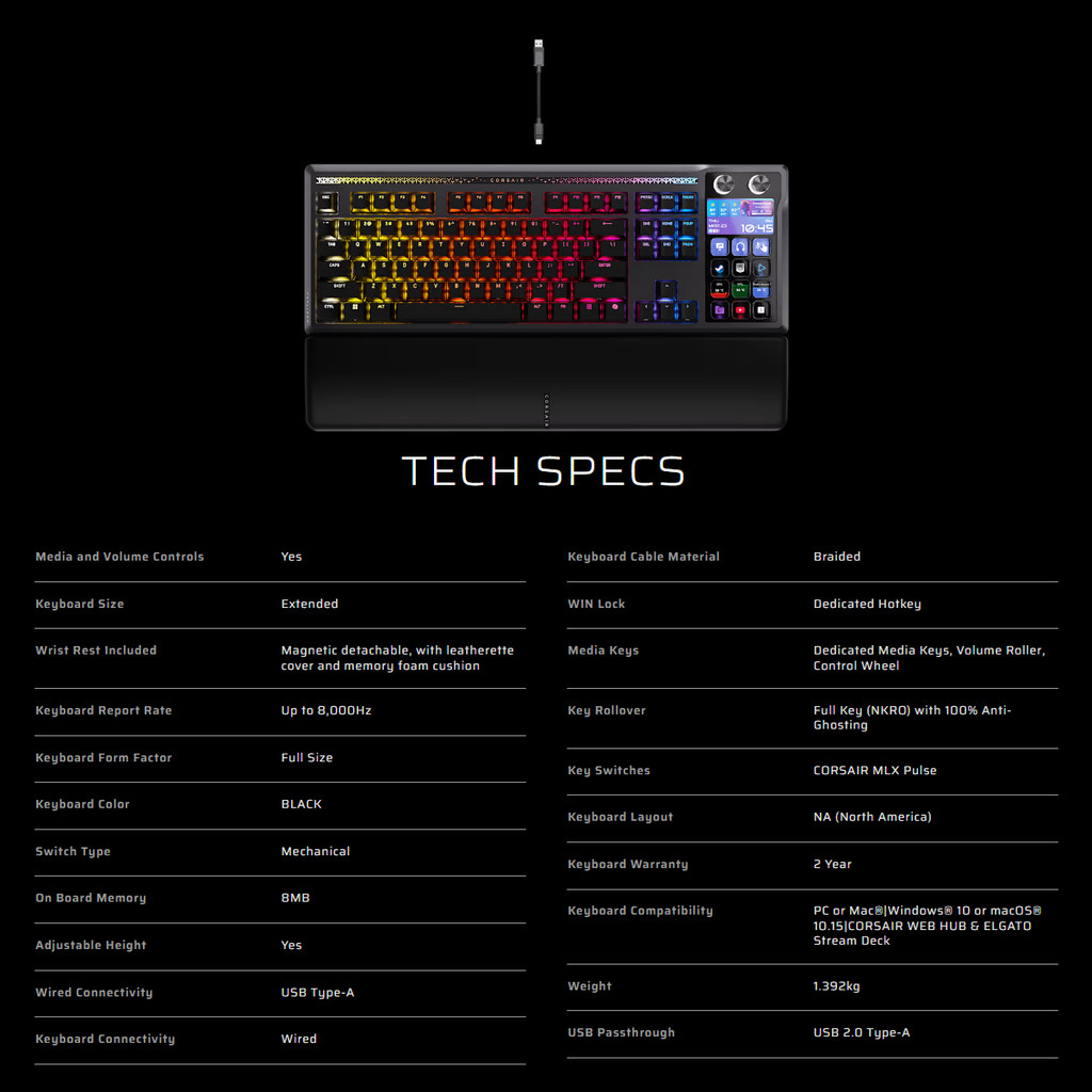 CORSAIR GAMING KEYBOARD GALLEON 100 SD STREAM DECK-INTEGRATED MLX PULSE คีย์บอร์ดเกมมิ่ง+สตรีมเดค ราคา ถูกที่สุด ดีลบีเคเค แกลเลอรีภาพที่ 2