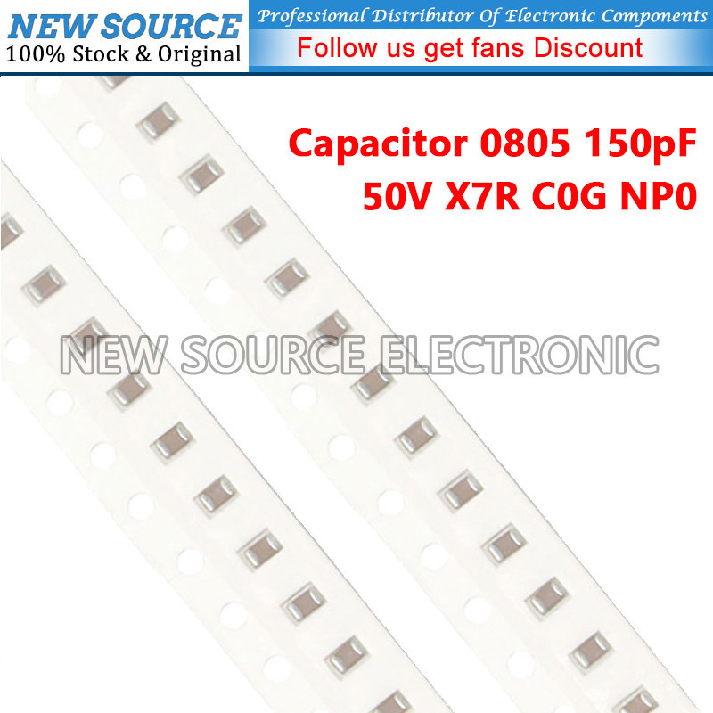[20 ชิ้น] 0805 150pF ±10% ±5% 50V X7R C0G NP0 SMD Chip Multilayer Ceramic Capacitor แหล่งใหม่