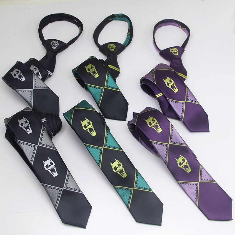 JOJOs Bizarre Adventure สินค้า Kira Yoshikage Skull ซิปฟรี Tie เวอร์ชั่นญี่ปุ่น Tie Kira Yoshikage